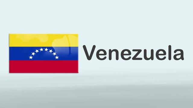 3d Presentation promo intro in white background with a colorful ribon of the flag and country of Venezuela