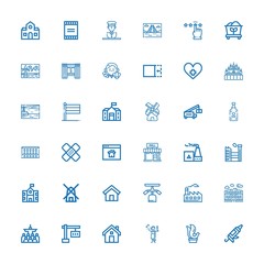 Editable 36 building icons for web and mobile
