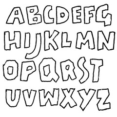 Handdrawn pen contours bold font. Modern grunge lettering. Vector illustration.
