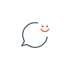Smile face line icon. Happy emoticon chat sign. Speech bubble symbol. Stock Vector illustration isolated on white background.