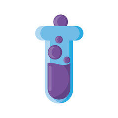 test tube with bubbles on white background