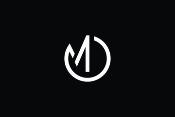 Minimal elegant monogram art logo. Outstanding professional trendy awesome artistic MO OM initial based Alphabet icon logo. Premium Business logo White color on black background - obrazy, fototapety, plakaty