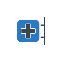 Hospital Signboard related vector glyph icon. Isolated on white background. Vector illustration.