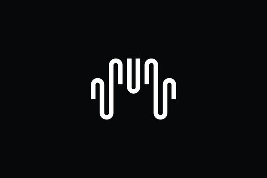 Minimal elegant monogram art logo. Outstanding professional trendy awesome artistic M MU UM initial based Alphabet icon logo. Premium Business logo White color on black background