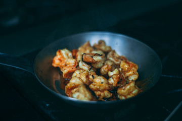 Delicious gourmet shrimp toast with vegetables