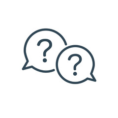 Two linear chat speech message bubbles with question and exclamation marks. FAQ or Forum icon. Communication concept. Stock vector illustration isolated on white background.