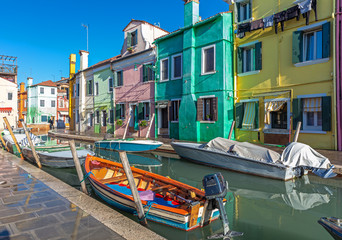 Bunte Häuser in Burano, Venedig