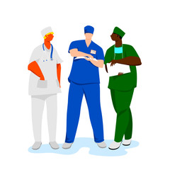 consultation of doctors. vector image of doctors of different categories. therapists and surgeons