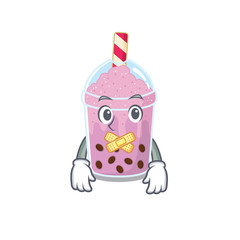 Taro bubble tea cartoon character style with mysterious silent gesture