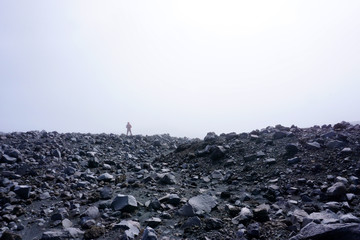 Fototapeta na wymiar mount hiker at summit