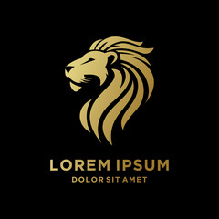 King Lion Head Logo Template, Lion Strong Logo Golden Royal Premium Elegant Design