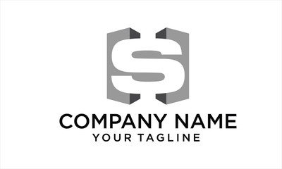 Obraz premium COMBINATION LOGO FROM NEGATIVE SPACE S AND BUILDING LOGO DESIGN CONCEPT