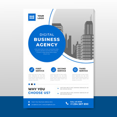 Corporate business flyer poster pamphlet brochure cover template design with blue color on a4 paper size. For marketing, business proposal, promotion, advertise, publication, cover page