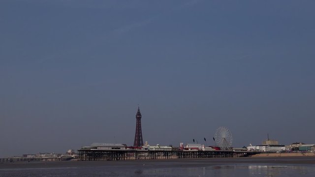 Blackpool tower and seaside resort UK 4K
