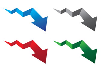 Illustration of a multicolored arrow falling down