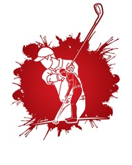 Golf players Golfer action cartoon sport graphic vector.