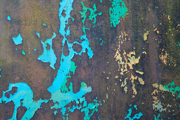 texture of rusty metal sheet. old metal sheet with peeling blue paint