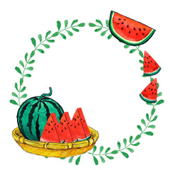 夏　水彩フレーム　