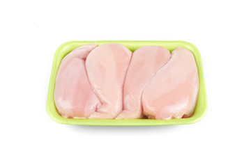 Raw chicken fillet ,isolated on white background