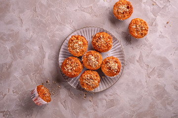 Delicious and healthy muffins with apples, oatmeal and cinnamon