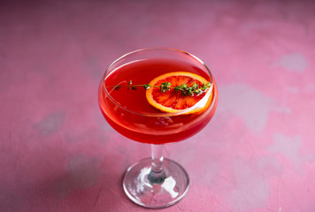 Blood oranges margarita on the rustic background. Selective focus. Shallow depth of field.