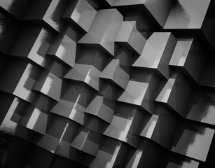 Abstract black background made of scabrous cubes. 3d rendered image