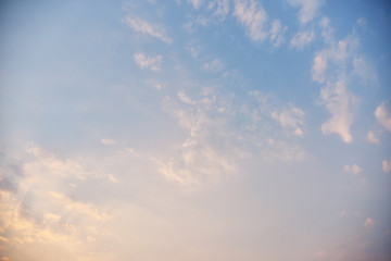 Beautiful sky and colorful clouds at sunset. Nature abstract composition with dramatic light. copy space