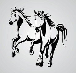 Naklejka na ściany i meble Two running Horses vector illustration