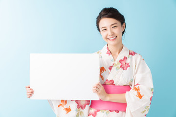 浴衣を着た女性　ホワイトボード