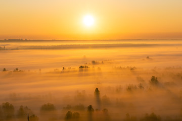 Obraz na płótnie Canvas Fog on sunrise