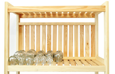 massage bubbles on a wooden shelf isolated