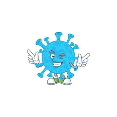 Cartoon character design concept of coronavirus backteria cartoon design style with wink eye