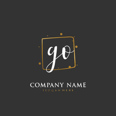 Handwritten initial letter G O GO for identity and logo. Vector logo template with handwriting and signature style.