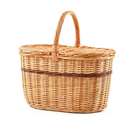 Obraz premium Wicker basket on white background