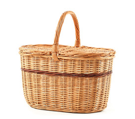 Wicker basket on white background