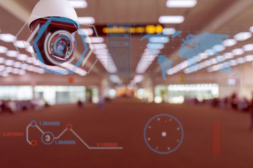 AI CCTV cameras with facial recognition Machine Learning analytics identify person technology,...