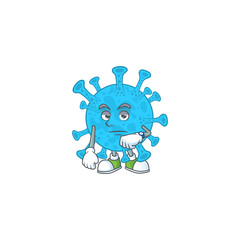 Coronavirus backteria with waiting gesture cartoon mascot design concept