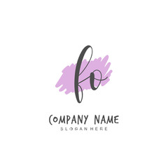 Handwritten initial letter F O FO for identity and logo. Vector logo template with handwriting and signature style.