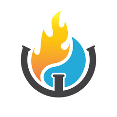 water and fire plumbing logo designs concept