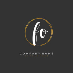 Handwritten initial letter F O FO for identity and logo. Vector logo template with handwriting and signature style.