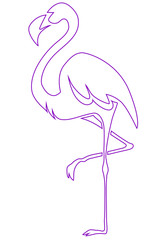 Flamingo bird silhouette drawn on a white background. Isolated vector. Tattoo, creative logo for a company, emblem for the design of clothes, dishes, paper, cards, books