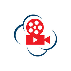 play film production online video streaming logo design vector illustration