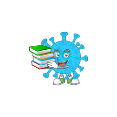 A mascot design of coronavirus backteria student character with book