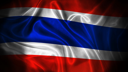 Close up waving flag of Thailand. National Thailand flag.