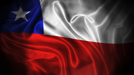 Close up waving flag of Chile. National Chile flag.