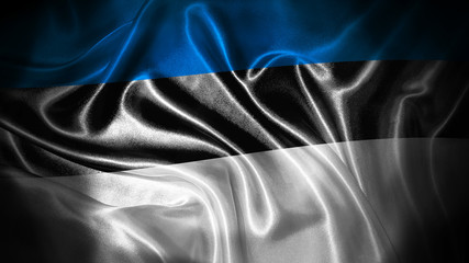 Close up waving flag of Estonia. National Estonia flag.