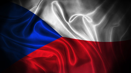 Close up waving flag of Czech . National Czech flag.