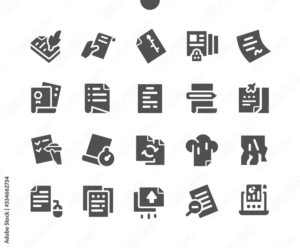 Poster file well-crafted pixel perfect vector solid icons 30 2x grid for web graphics and apps. simple mini