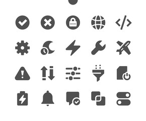 Setting Well-crafted Pixel Perfect Vector Solid Icons 30 2x Grid for Web Graphics and Apps. Simple Minimal Pictogram