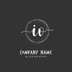 Handwritten initial letter I O IO for identity and logo. Vector logo template with handwriting and signature style.